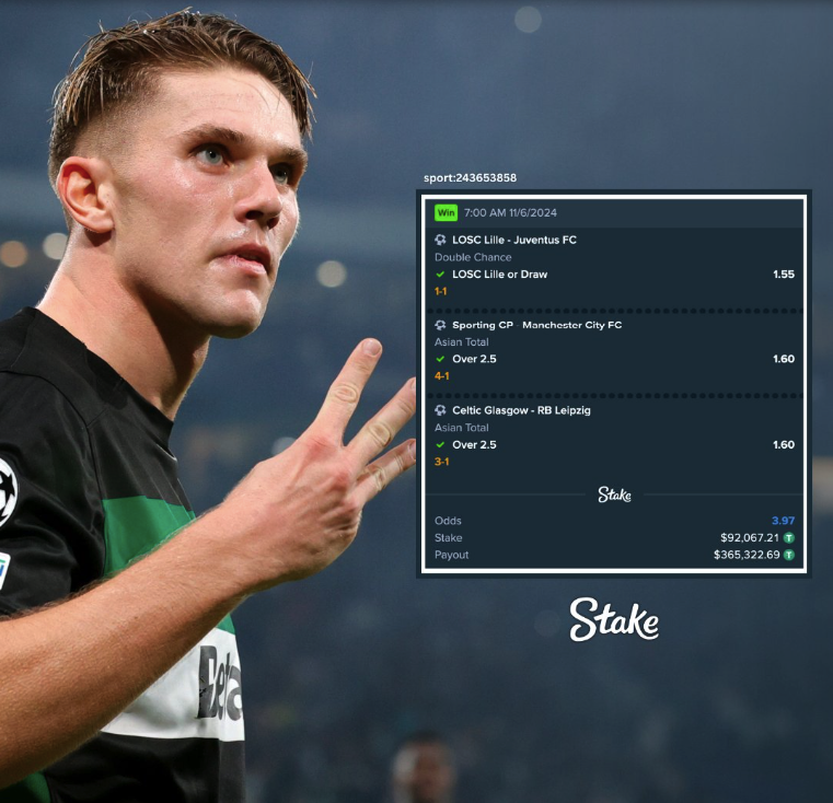 Huge UCL parlay bet wins $365K